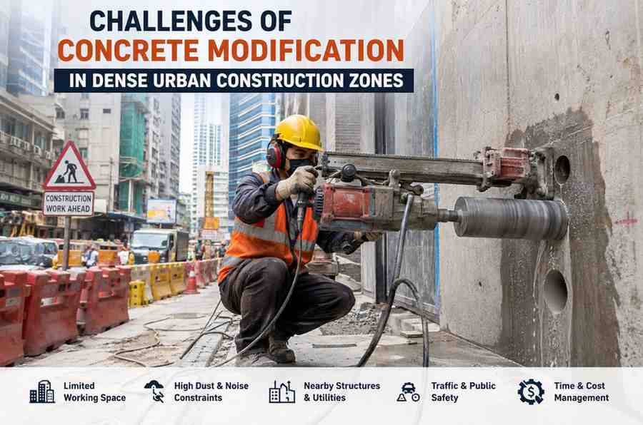 Challenges of Concrete Modification in Dense Urban Construction Zones | Core Cutting India