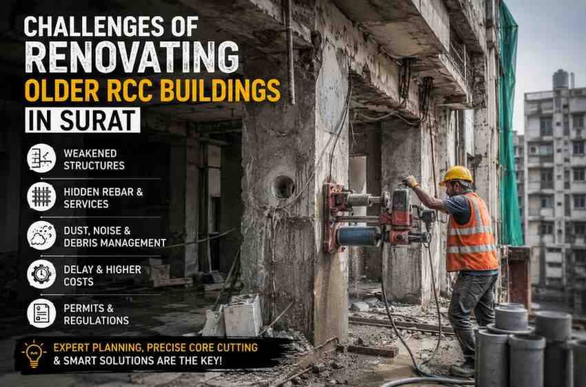 Challenges of Renovating Older RCC Buildings in Surat: A Complete Guide by Core Cutting India