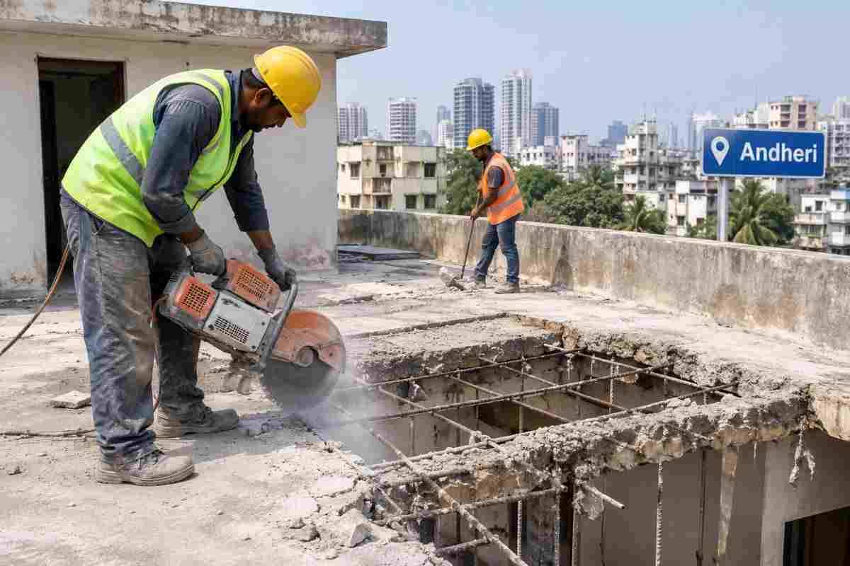Chhat Cutting in Andheri for RCC Terrace Renovation | Core Cutting India