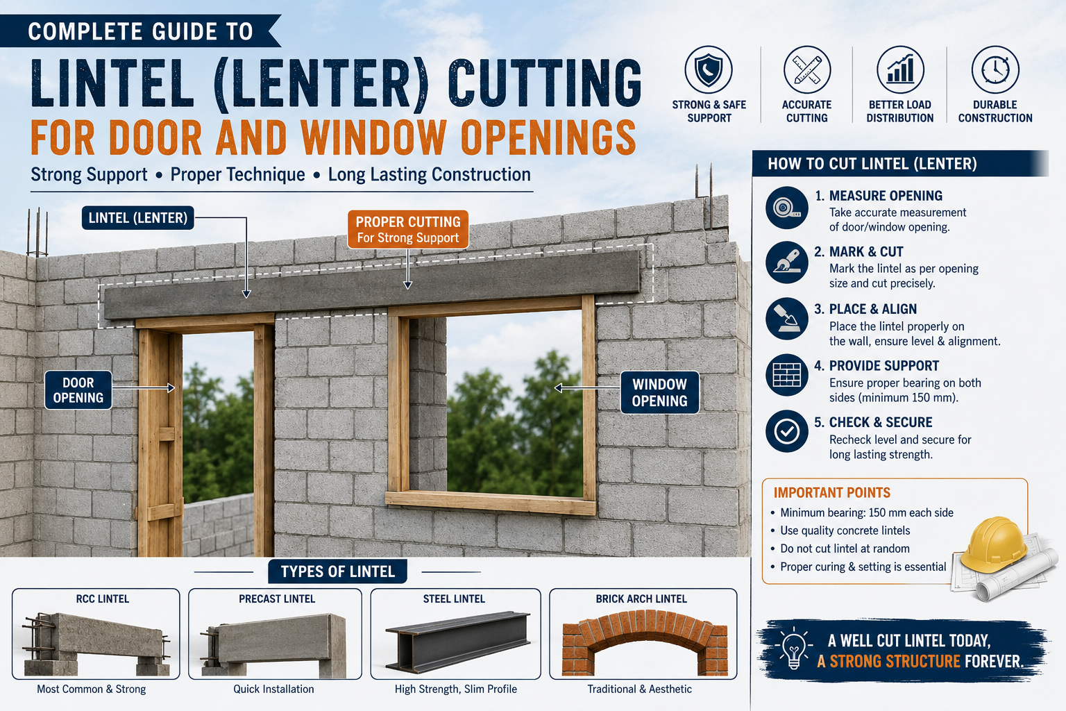 Complete Guide to Lintel (Lenter) Cutting for Door and Window Openings