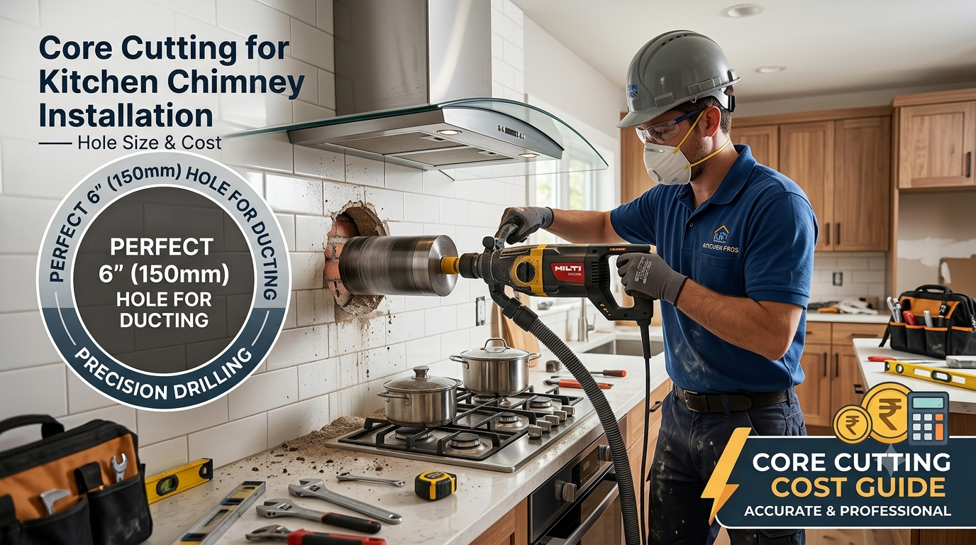 Core Cutting for Kitchen Chimney Installation — Hole Sizes & Cost Guide in India
