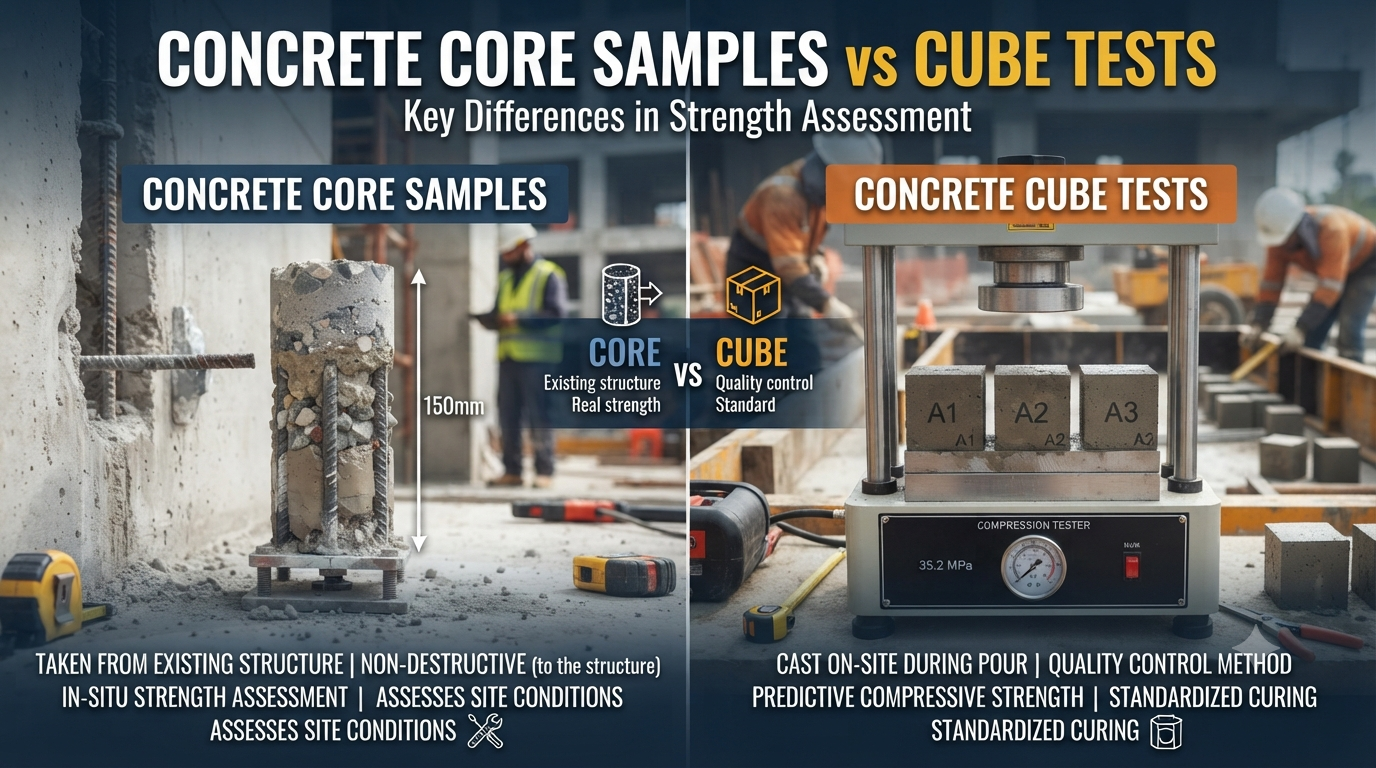 Concrete Core Samples vs Cube Tests: Key Differences in Structural Strength Evaluation