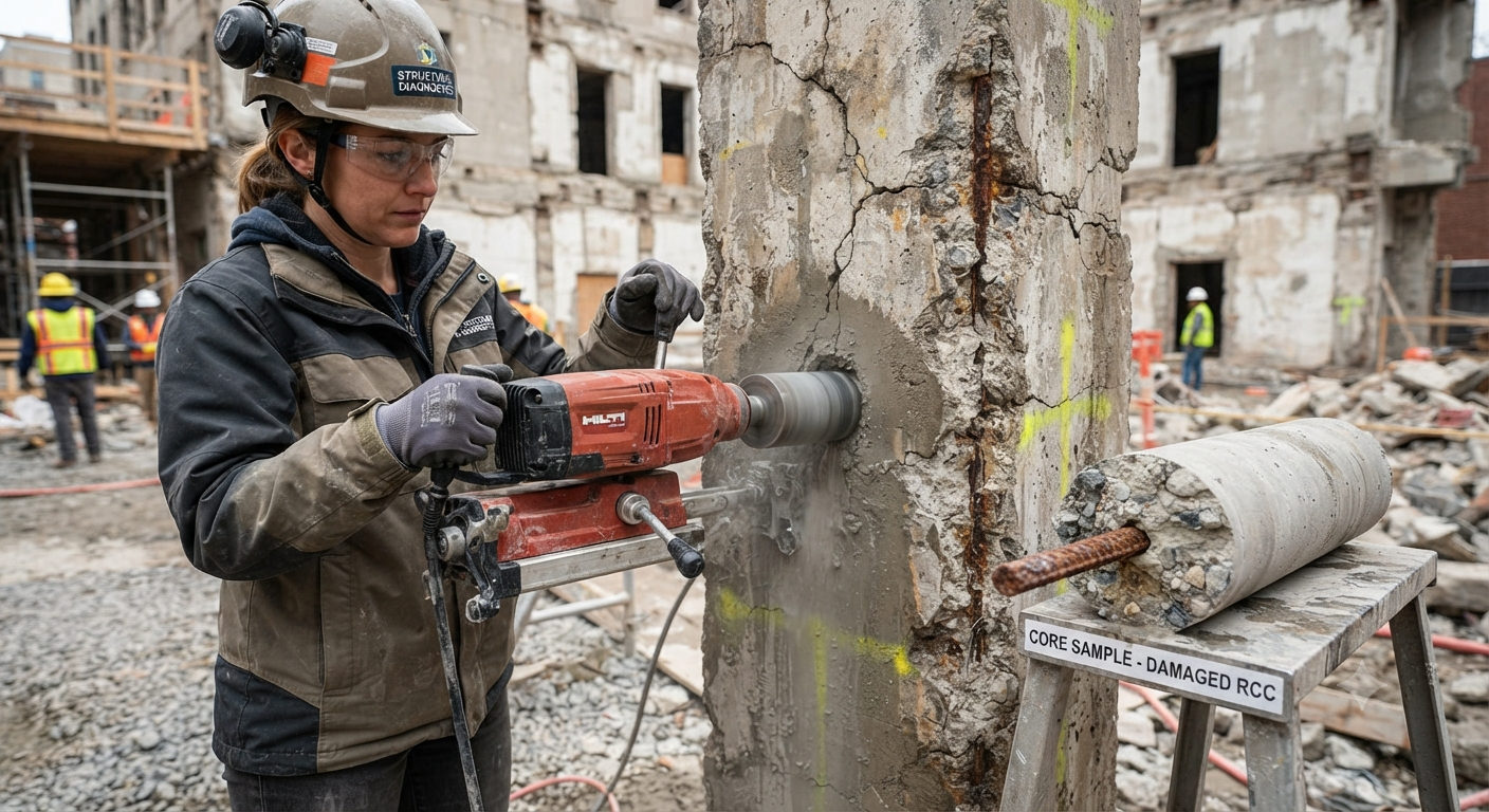 Concrete Core Sampling for Damaged RCC Structures: A Comprehensive Guide for Indian Infrastructure
