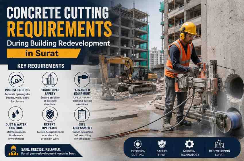 Concrete Cutting Requirements During Building Redevelopment in Surat: A Complete Guide