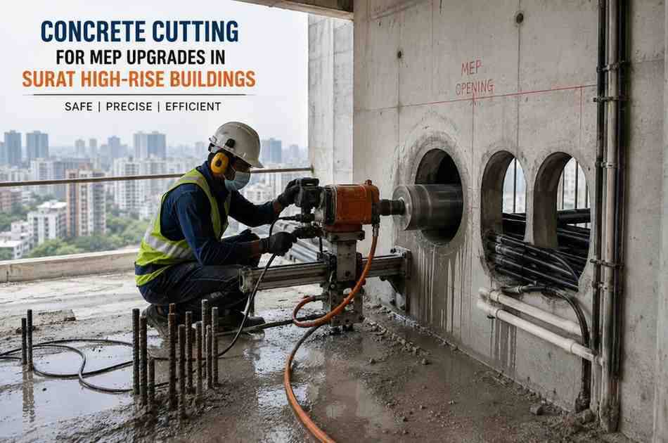 Concrete Cutting for MEP Upgrades in Surat High-Rise Buildings | Core Cutting India