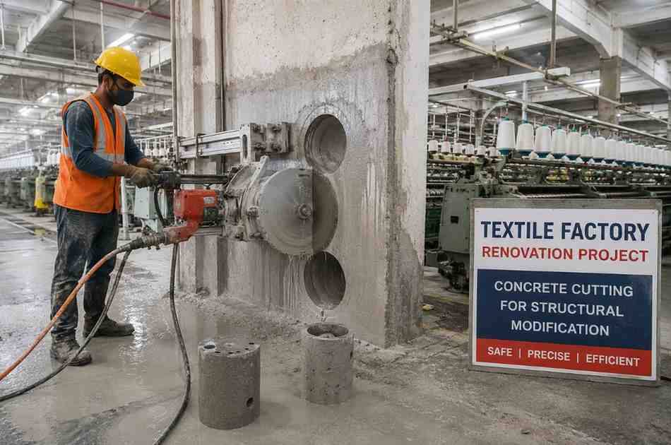 Concrete Cutting for Textile Factory Renovation Projects in Surat: A Complete Guide