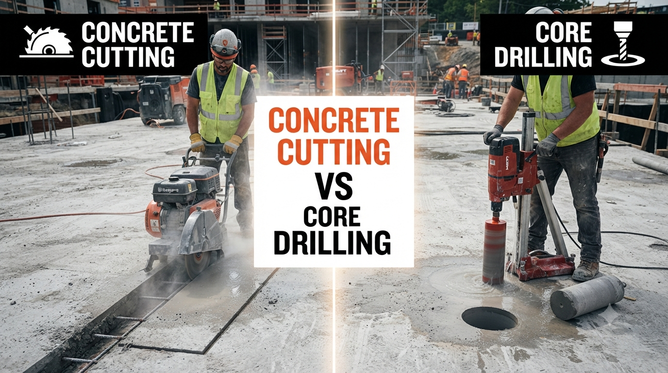 Concrete Cutting vs. Core Drilling: Choosing the Right Solution for Your Project