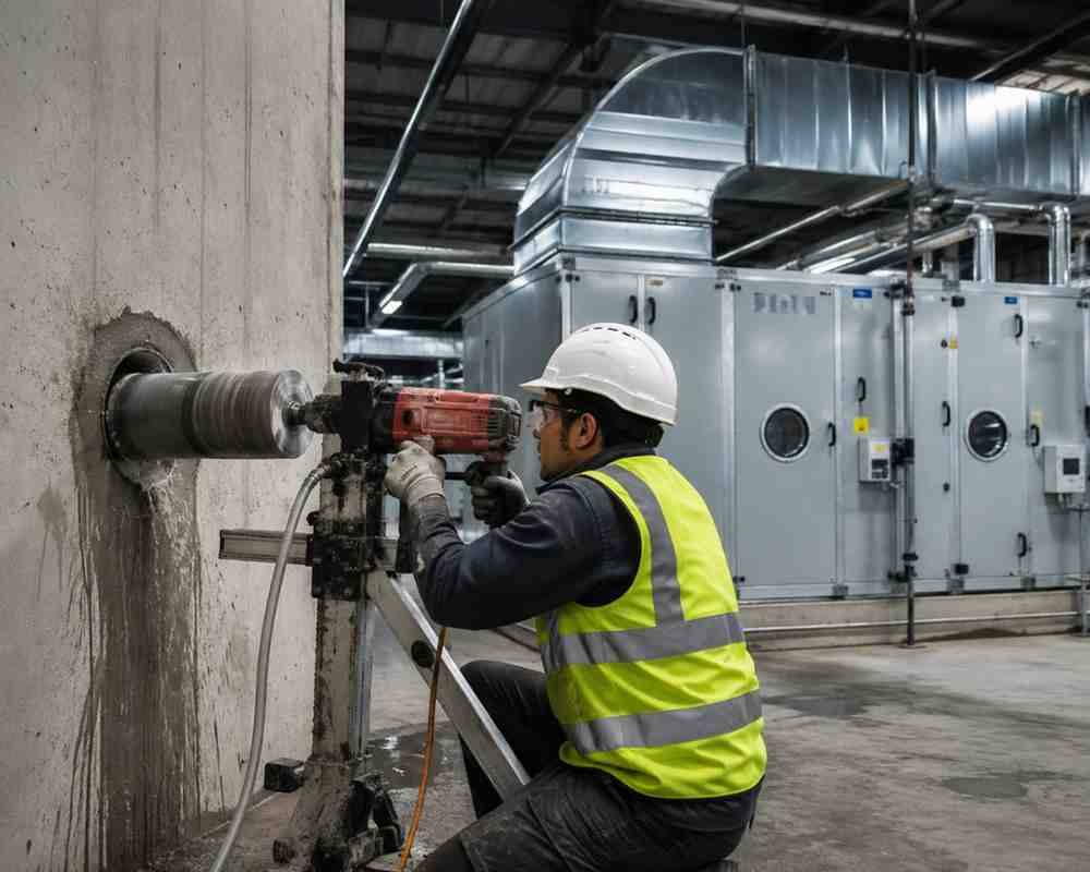 Concrete Drilling for Industrial Air Handling Systems | Core Cutting India