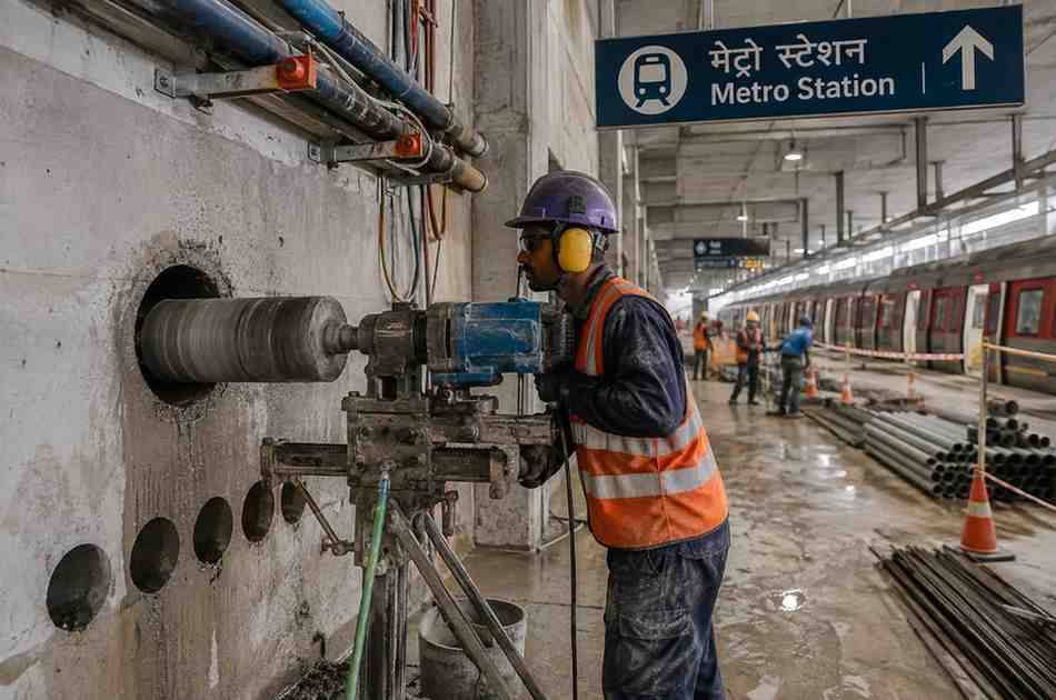 Concrete Drilling for Metro Station Utility Installations | Core Cutting India