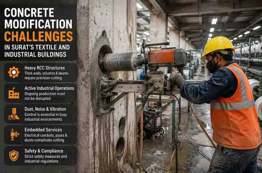 Concrete Modification Challenges in Surat's Textile and Industrial Buildings | Core Cutting India