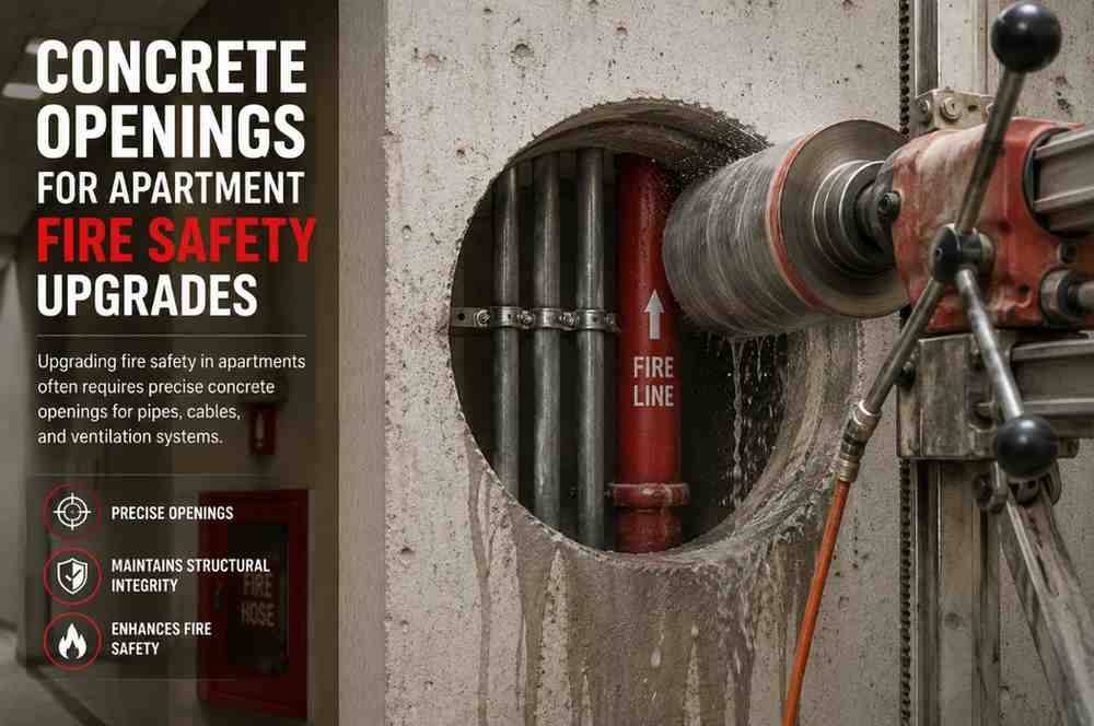 Concrete Openings for Apartment Fire Safety Upgrades | Core Cutting India