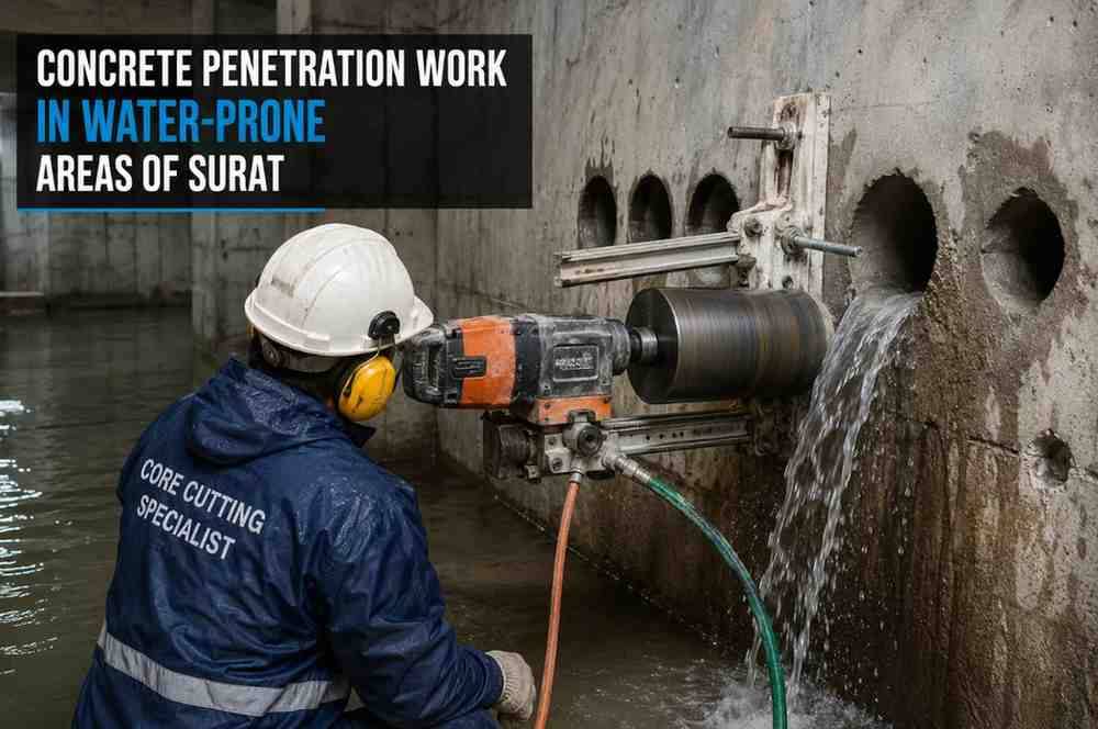 Concrete Penetration Work in Water-Prone Areas of Surat: A Complete Guide by Core Cutting India