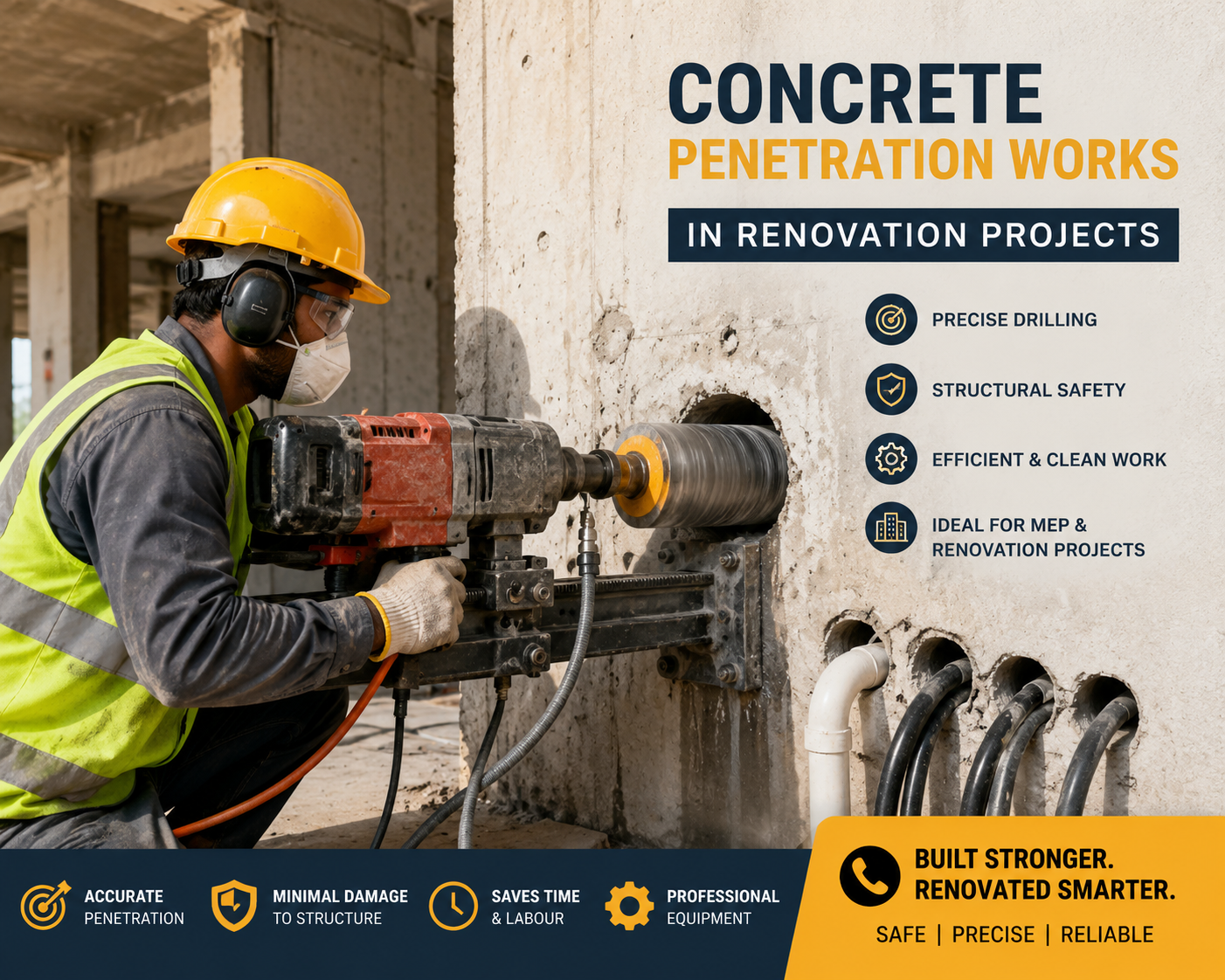 Concrete Penetration Works in Renovation Projects | Core Cutting India