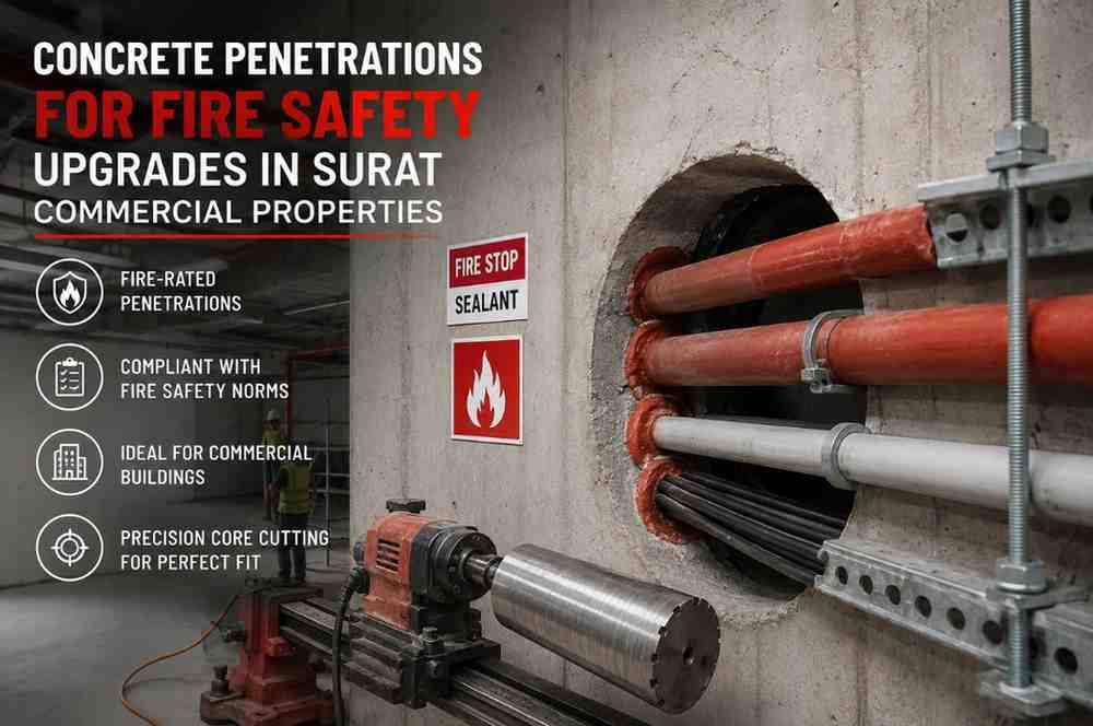 Concrete Penetrations for Fire Safety Upgrades in Surat Commercial Properties | Core Cutting India