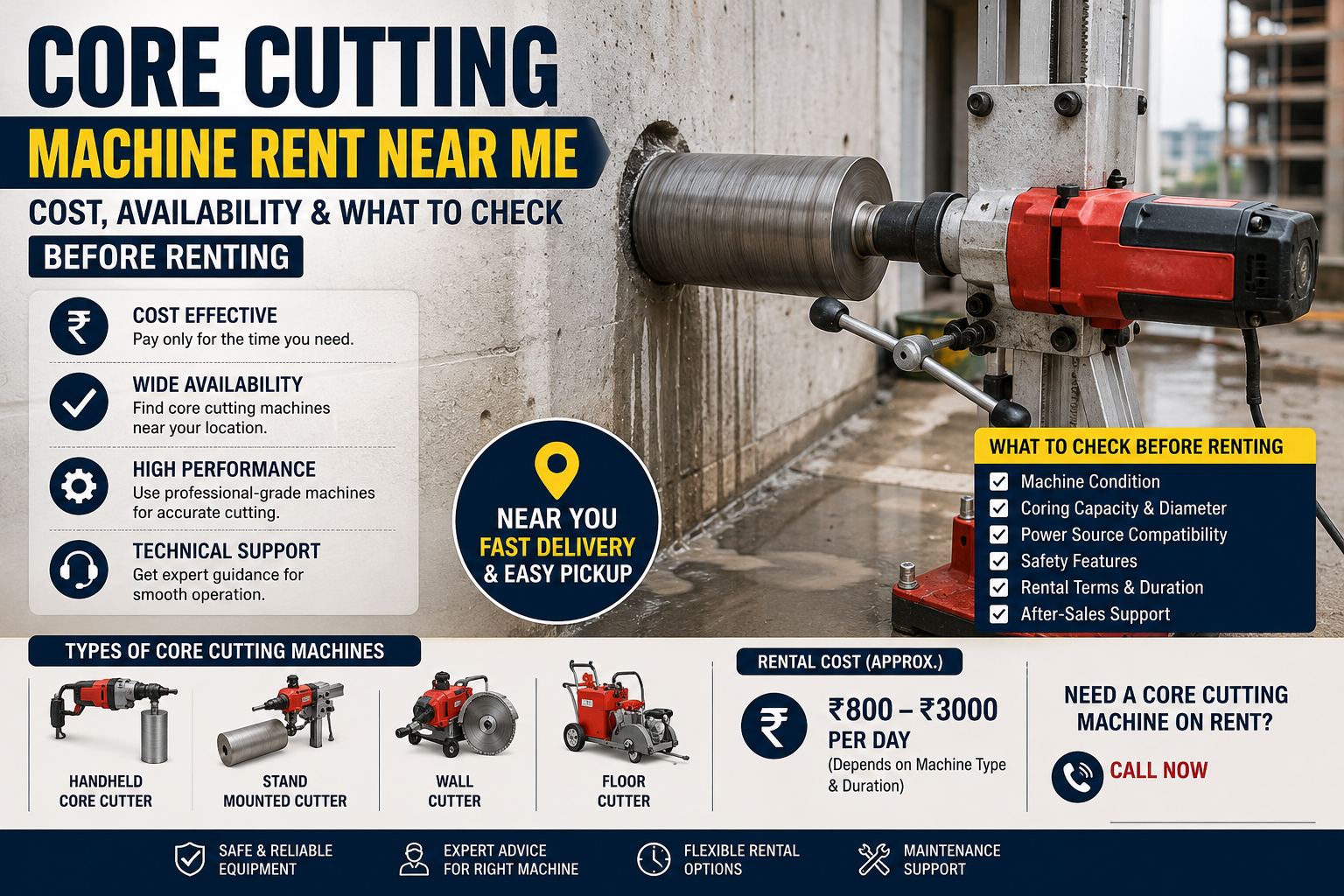 Core Cutting Machine Rent Near Me — Cost, Availability & What to Check Before Renting | CoreCuttingIndia