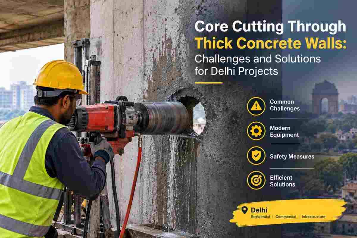 Core Cutting Through Thick Concrete Walls in Delhi | Core Cutting India