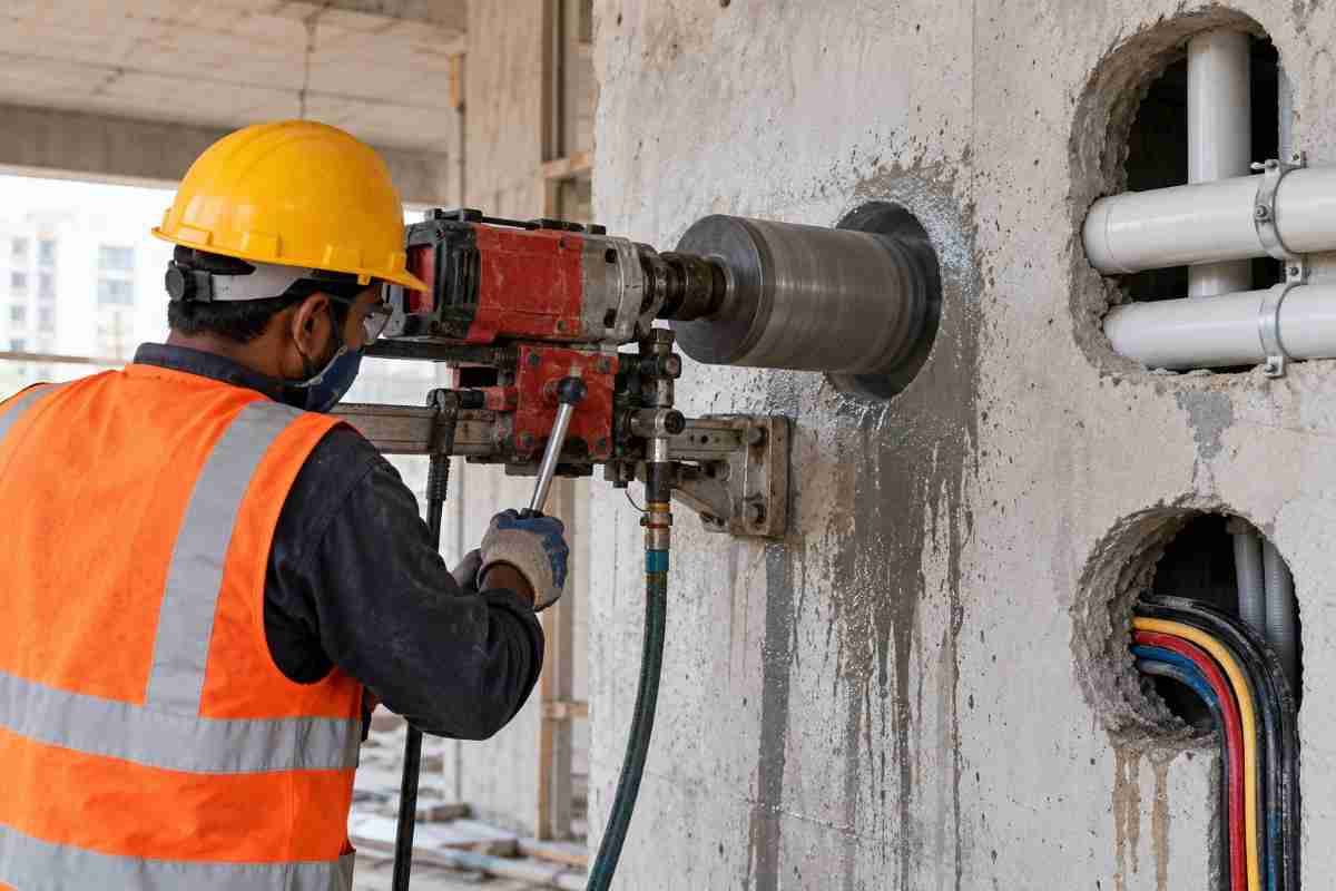Core Cutting for Plumbing and Electrical Installations in Delhi Buildings | Core Cutting India