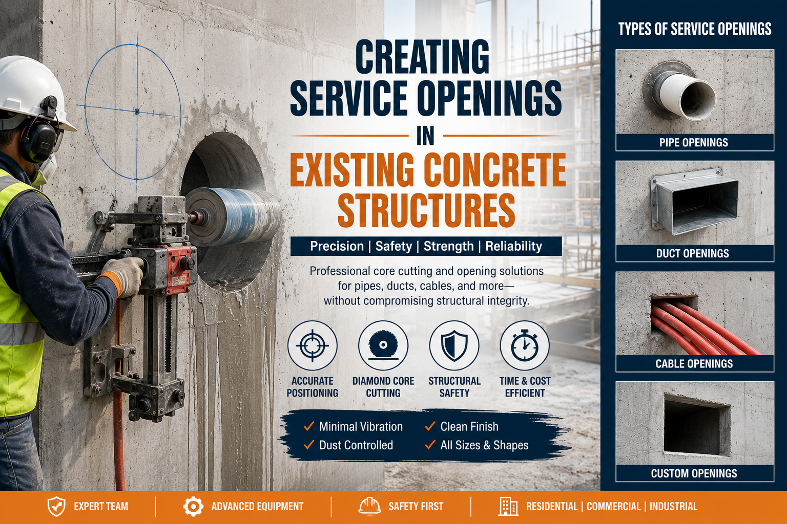 Creating Service Openings in Existing Concrete Structures | Core Cutting India