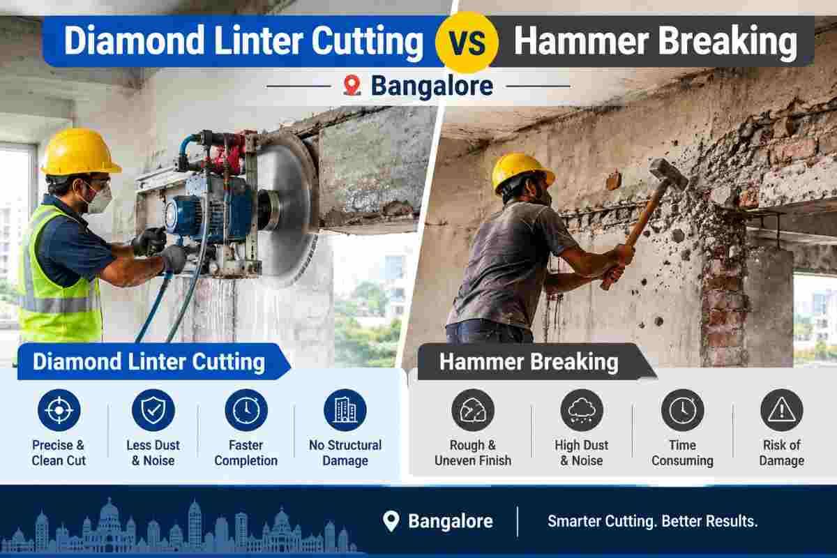 Diamond Cutting vs Hammer Breaking in Bangalore | Core Cutting India