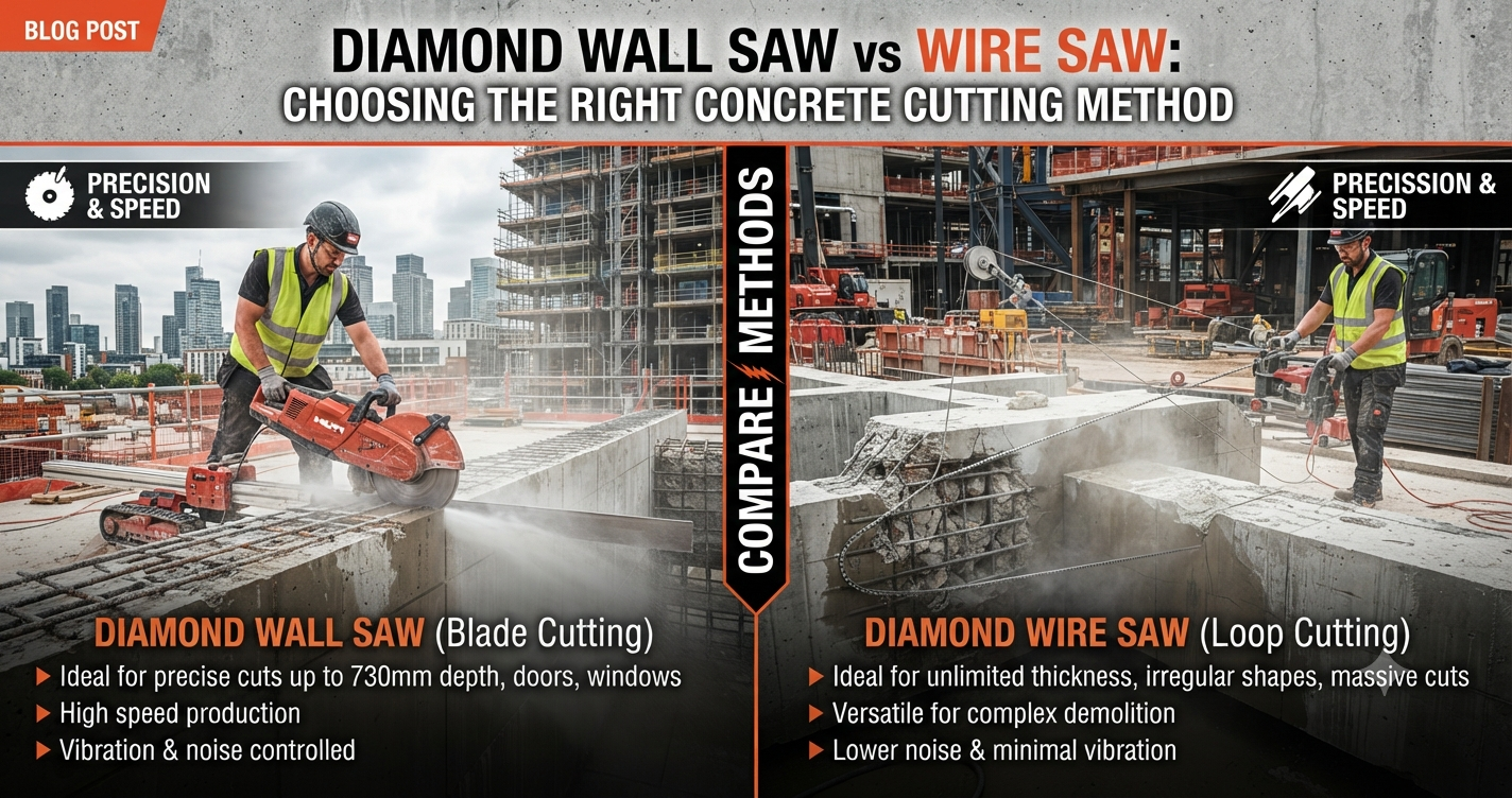 Diamond Wall Saw vs. Wire Saw: The Ultimate Concrete Cutting Guide