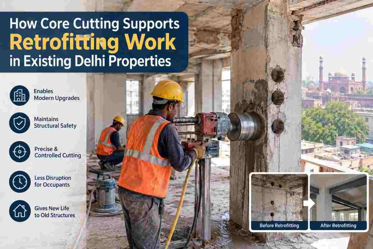 How Core Cutting Supports Retrofitting in Existing Delhi Properties | Core Cutting India