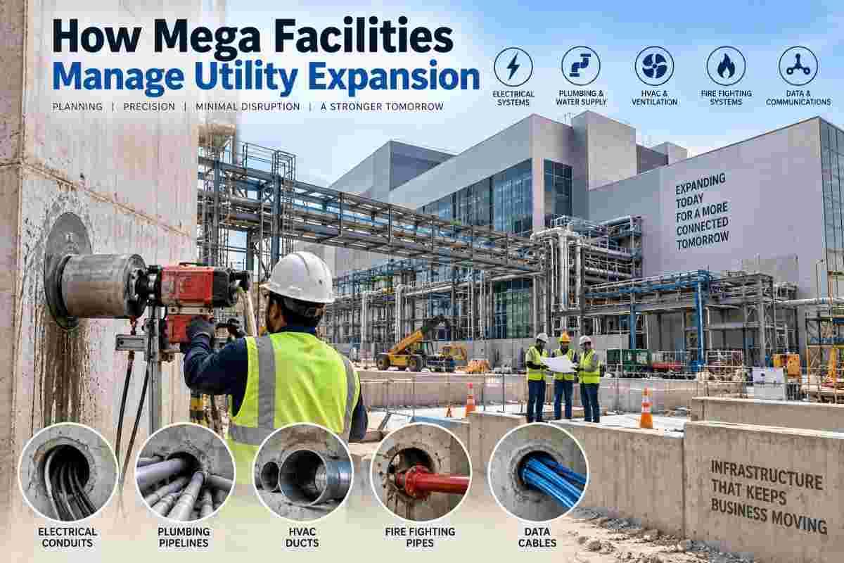 How Mega Facilities Manage Utility Expansion: A Complete Guide to Planning, Cutting & Compliance | Core Cutting India