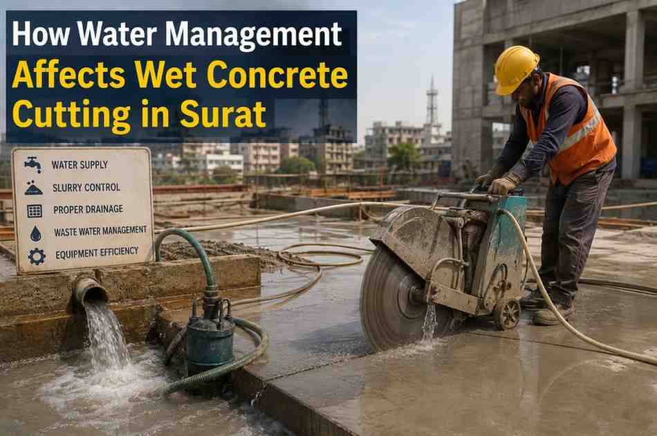 How Water Management Affects Wet Concrete Cutting in Surat | Core Cutting India