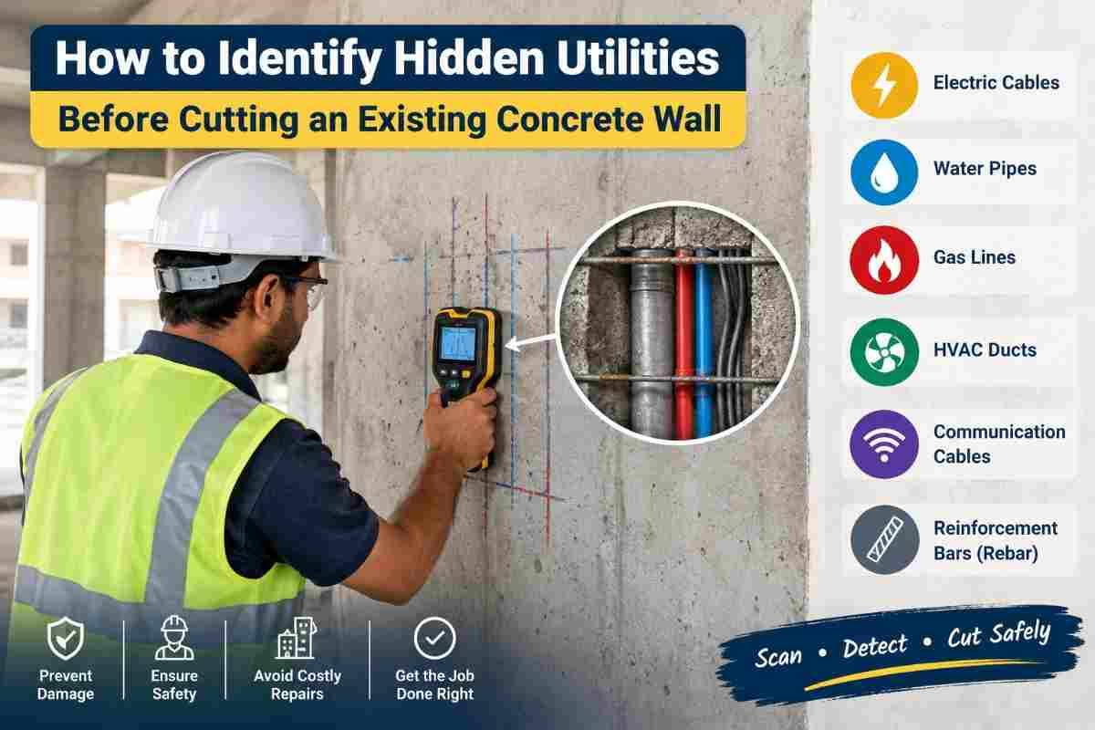 How to Identify Hidden Utilities Before Cutting a Concrete Wall | Core Cutting India