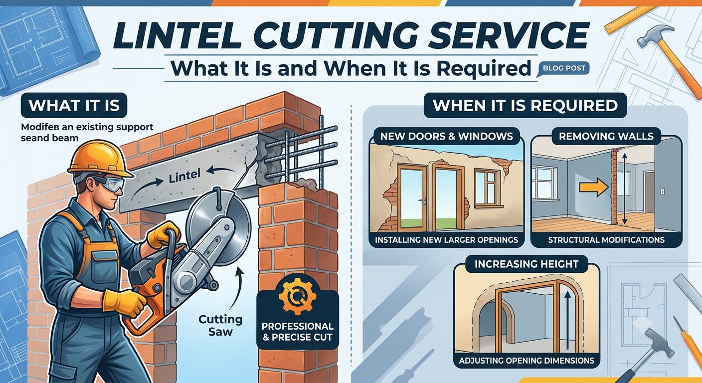 Professional Lintel Cutting Service in India: What It Is, Methods & When You Need It