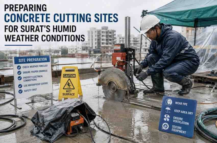 Preparing Concrete Cutting Sites for Surat's Humid Weather Conditions | Core Cutting India