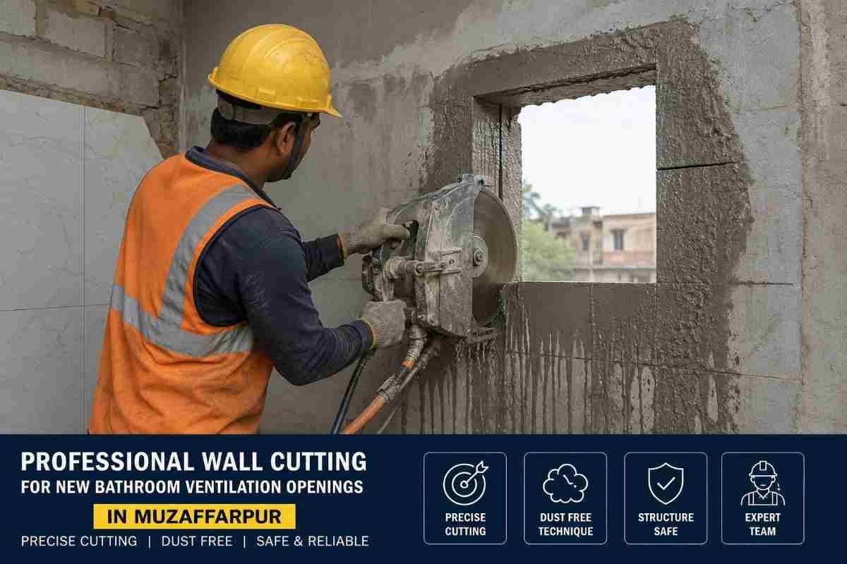 Professional Wall Cutting for New Bathroom Ventilation Openings in Muzaffarpur | Core Cutting India