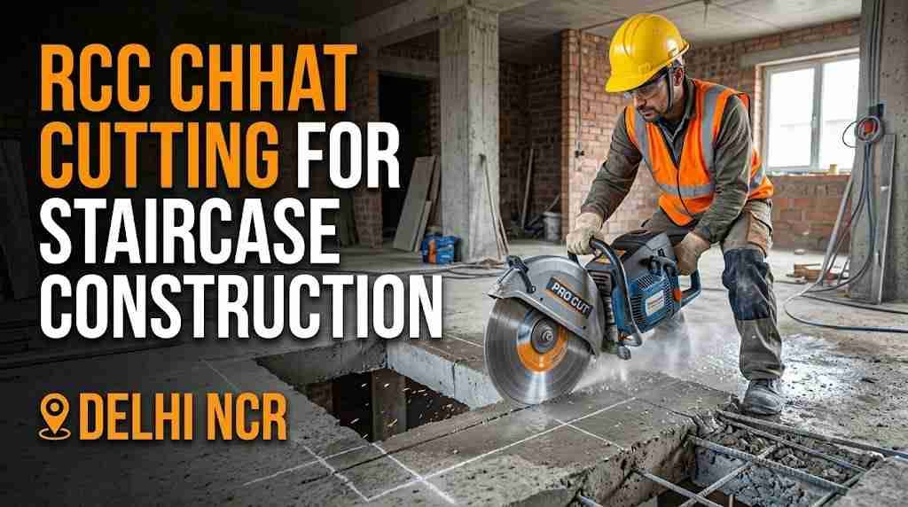 RCC Chhat Cutting for Staircase Construction in Delhi NCR