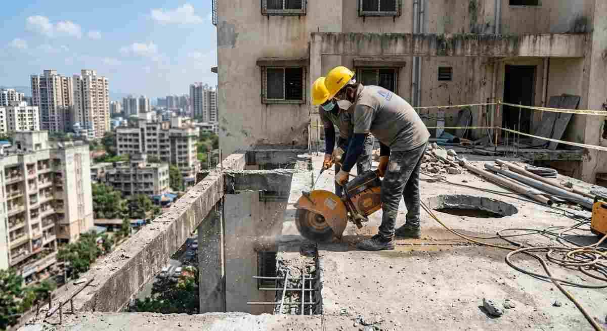 RCC Chhat Cutting in Navi Mumbai for Residential Renovation | Core Cutting India