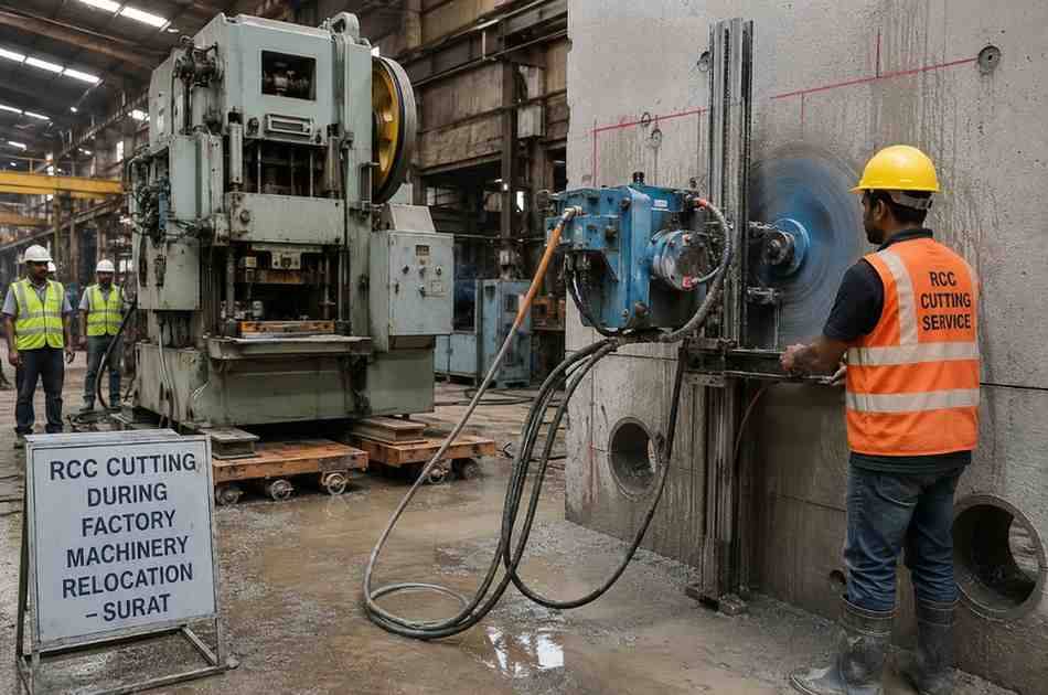 RCC Cutting During Factory Machinery Relocation in Surat — Expert Concrete Cutting Solutions | Core Cutting India