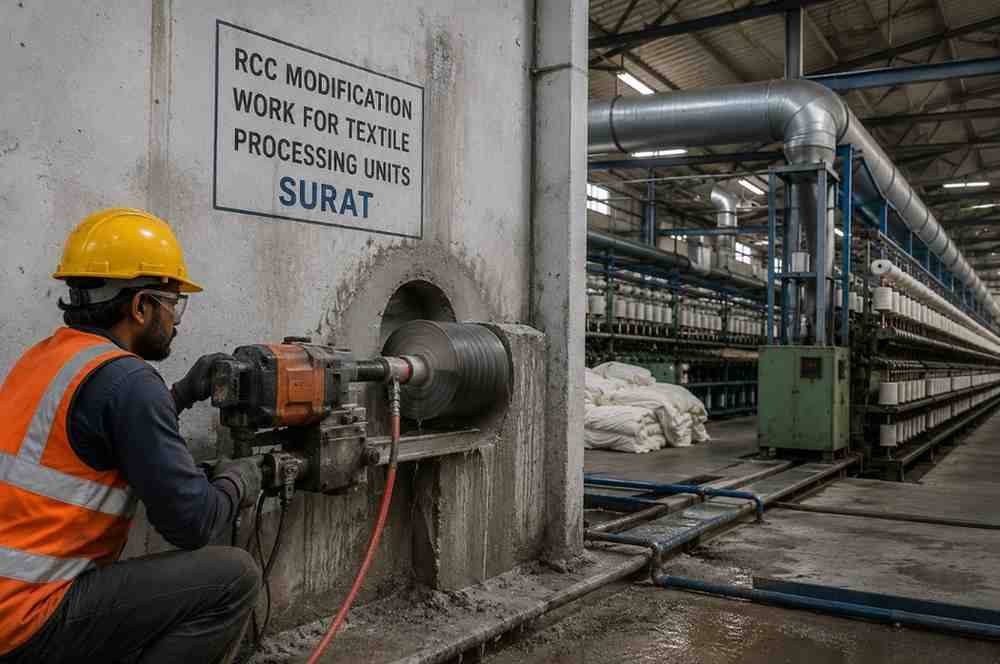 RCC Modification Work for Surat's Textile Processing Units | Core Cutting India