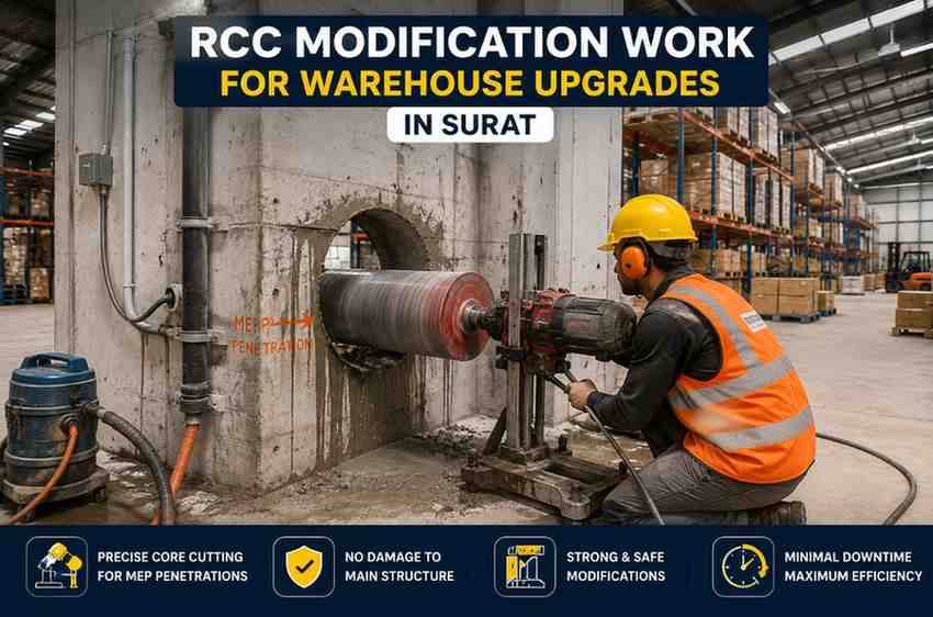 RCC Modification Work for Warehouse Upgrades in Surat | Core Cutting India