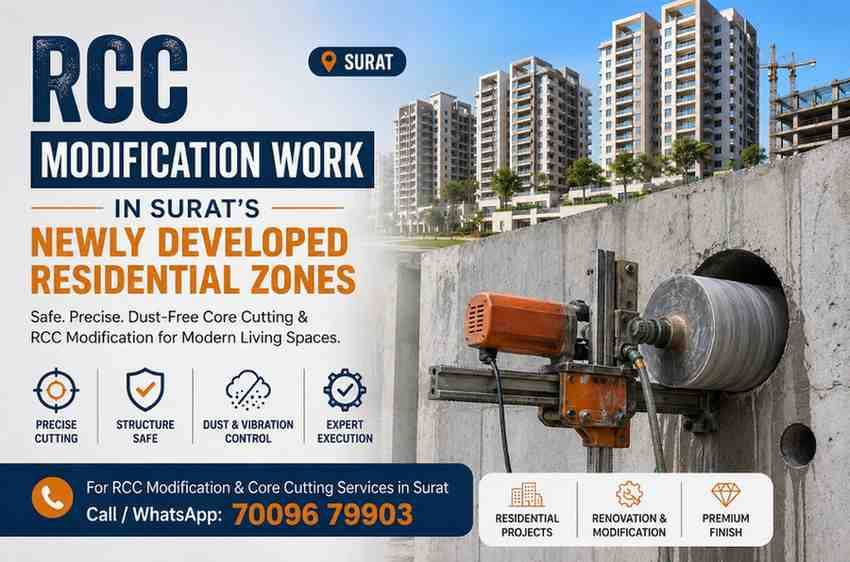 RCC Modification Work in Surat's Newly Developed Residential Zones | Core Cutting India