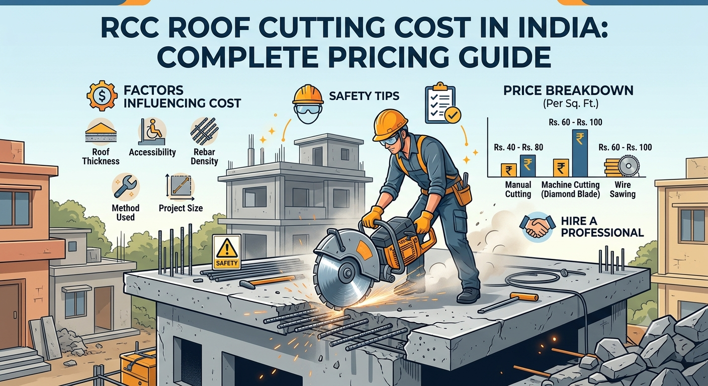 RCC Roof Cutting Cost in India 2026: Complete Pricing Guide | Core Cutting India