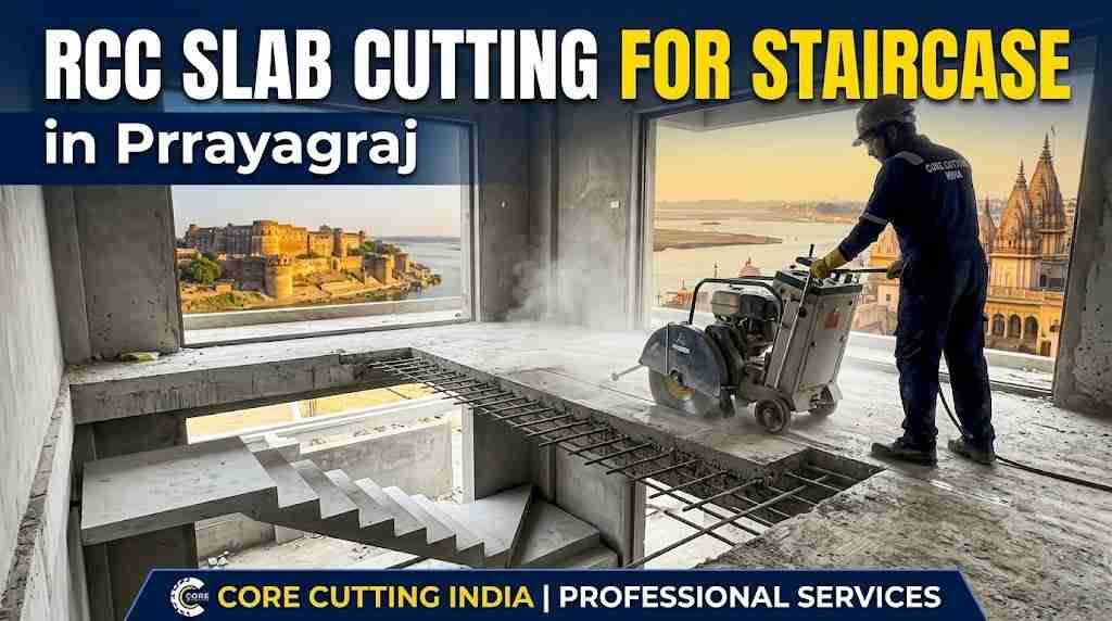 RCC Slab Cutting for Staircase Installation in Prayagraj | Core Cutting India