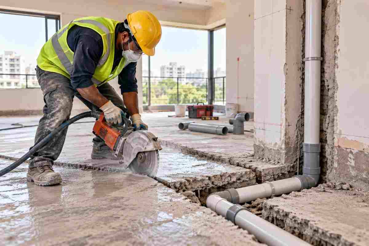RCC Slab Cutting for Plumbing in Delhi | Core Cutting India