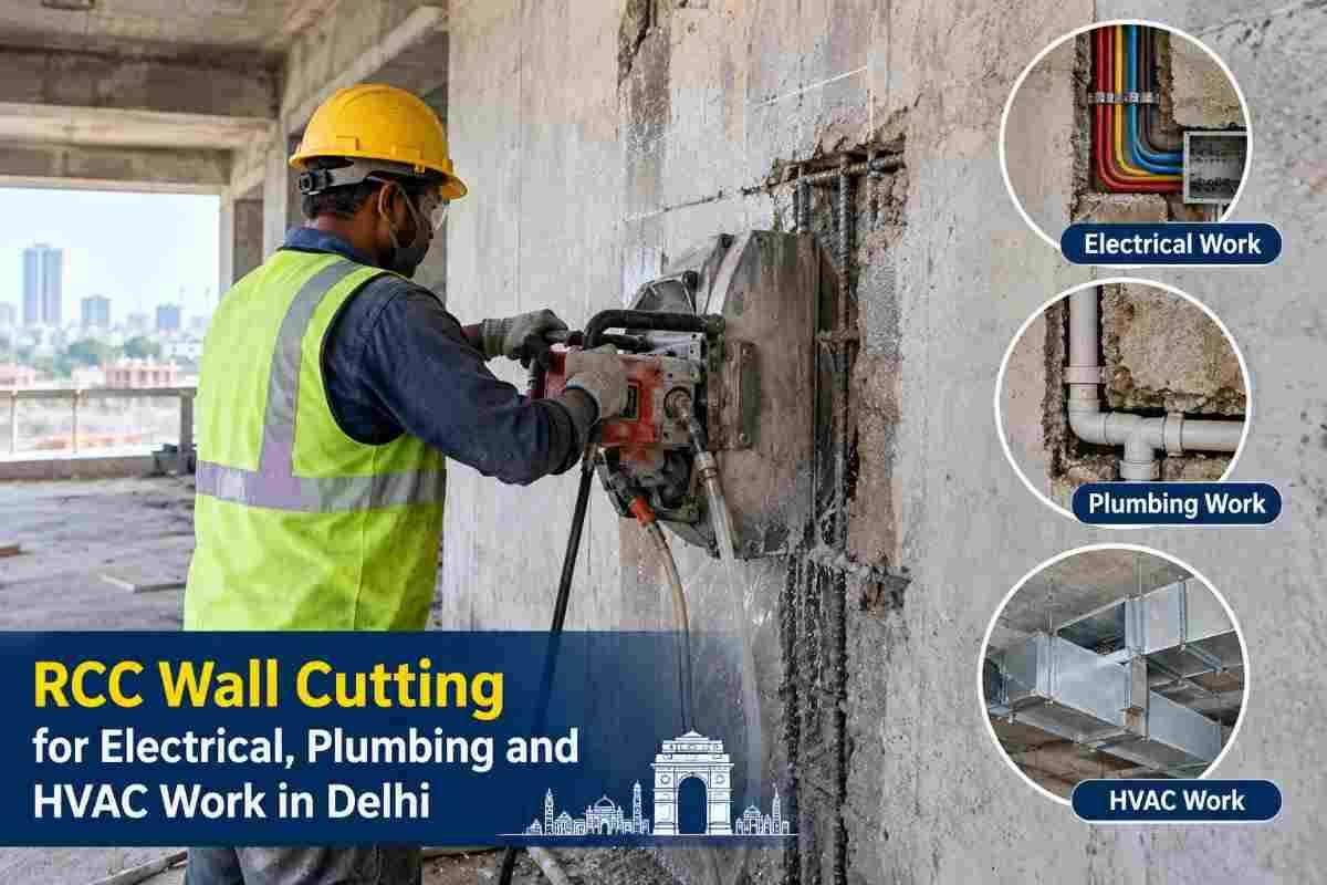 RCC Wall Cutting for Electrical, Plumbing & HVAC Work in Delhi | Core Cutting India