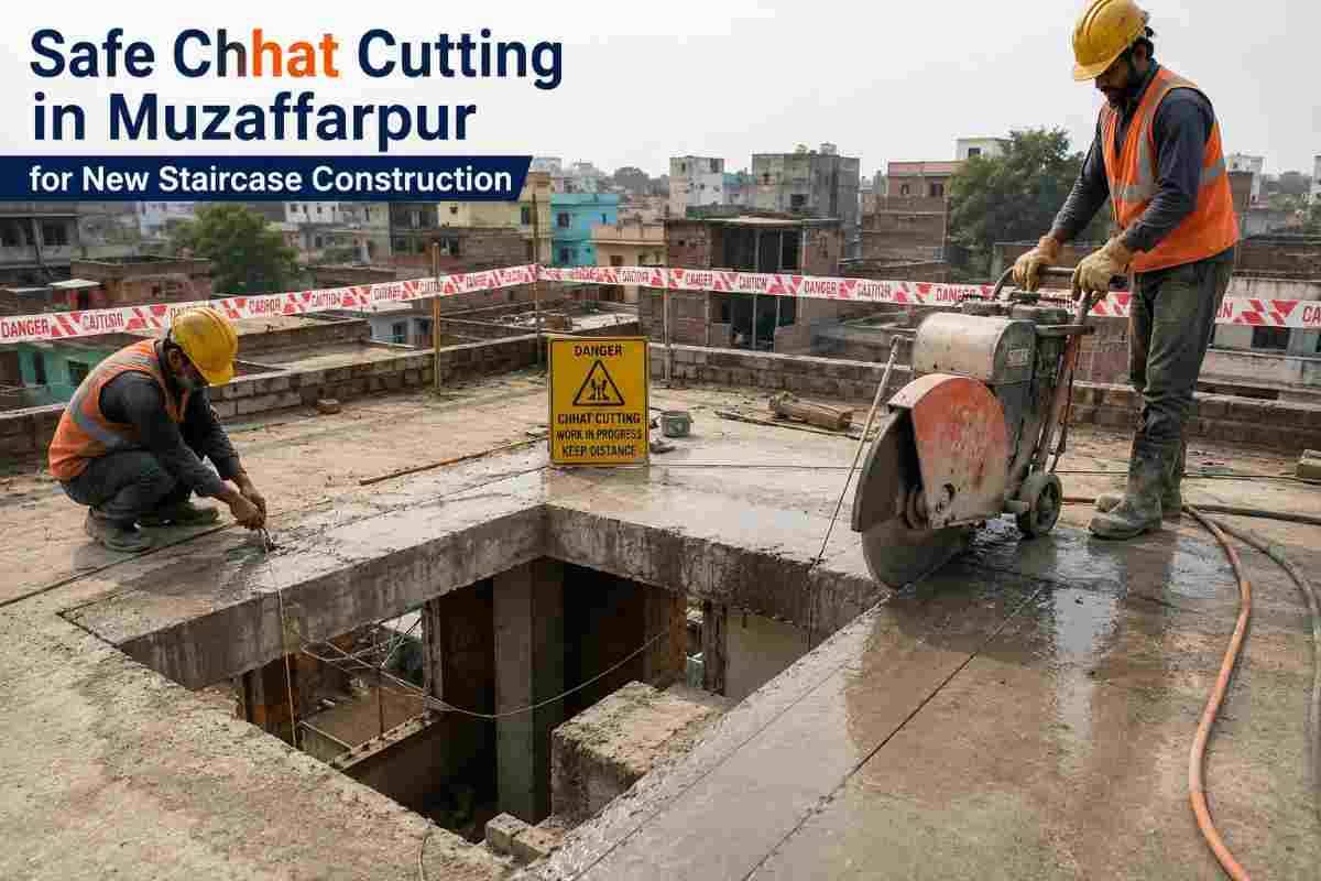 Safe Chhat Cutting in Muzaffarpur for New Staircase Construction | Core Cutting India