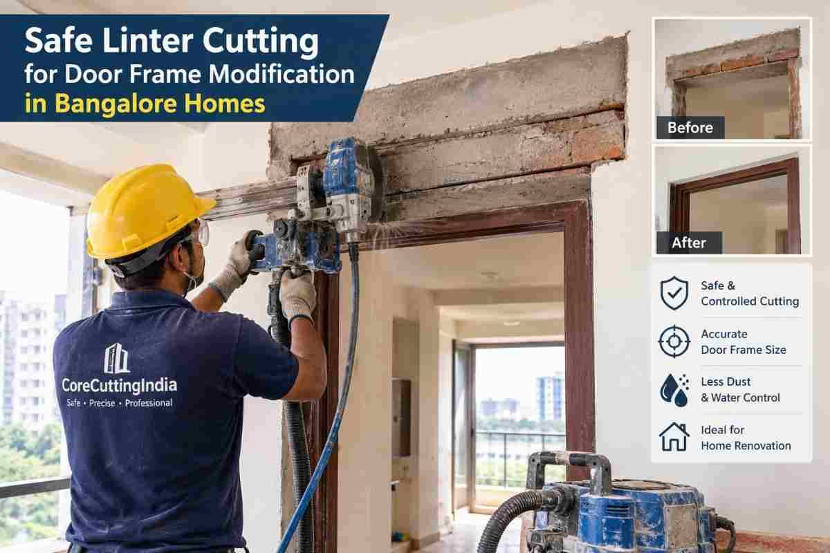 Safe Linter Cutting for Door Frame Modification in Bangalore Homes | Core Cutting India