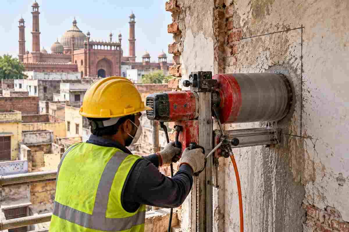 Safe Wall Cutting in Old Delhi Buildings | Core Cutting India