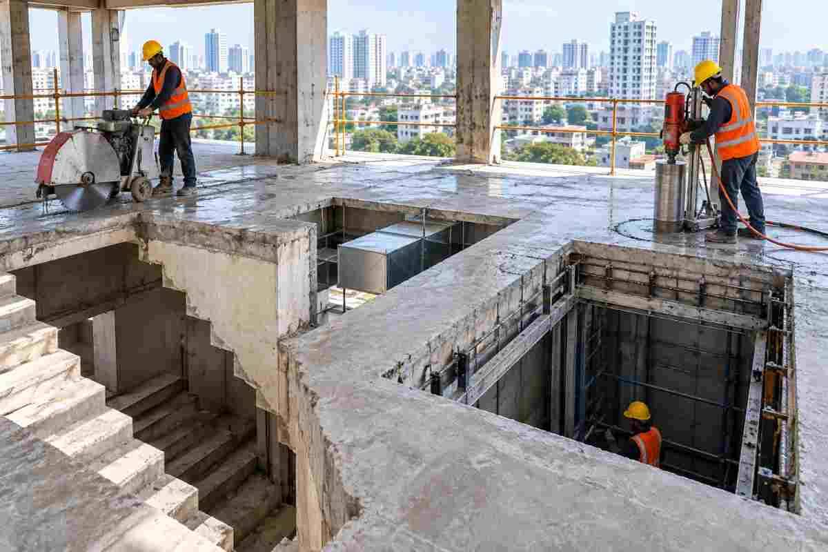Slab Cutting for Staircases, Ducts & Lift Openings in Delhi | Core Cutting India