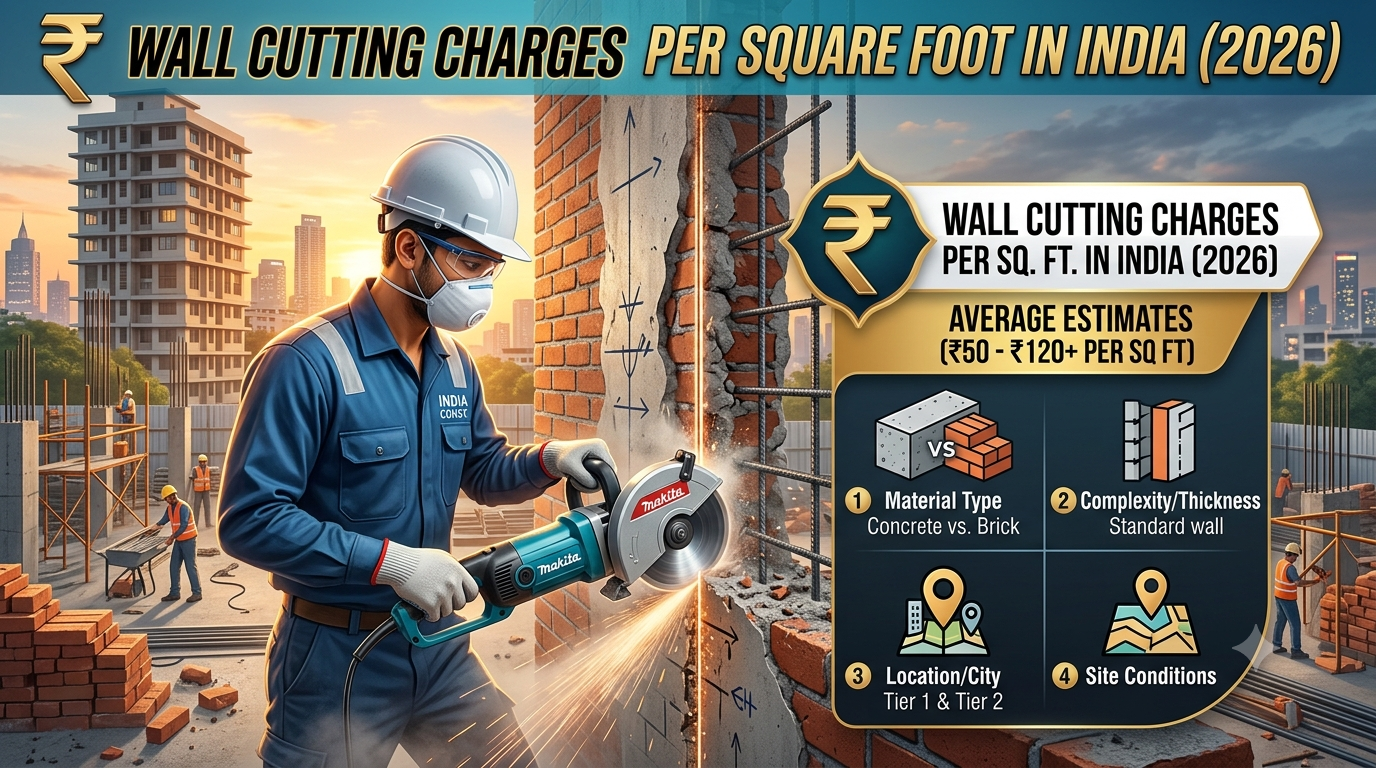 Wall Cutting Charges Per Square Foot in India (2026) | Core Cutting India