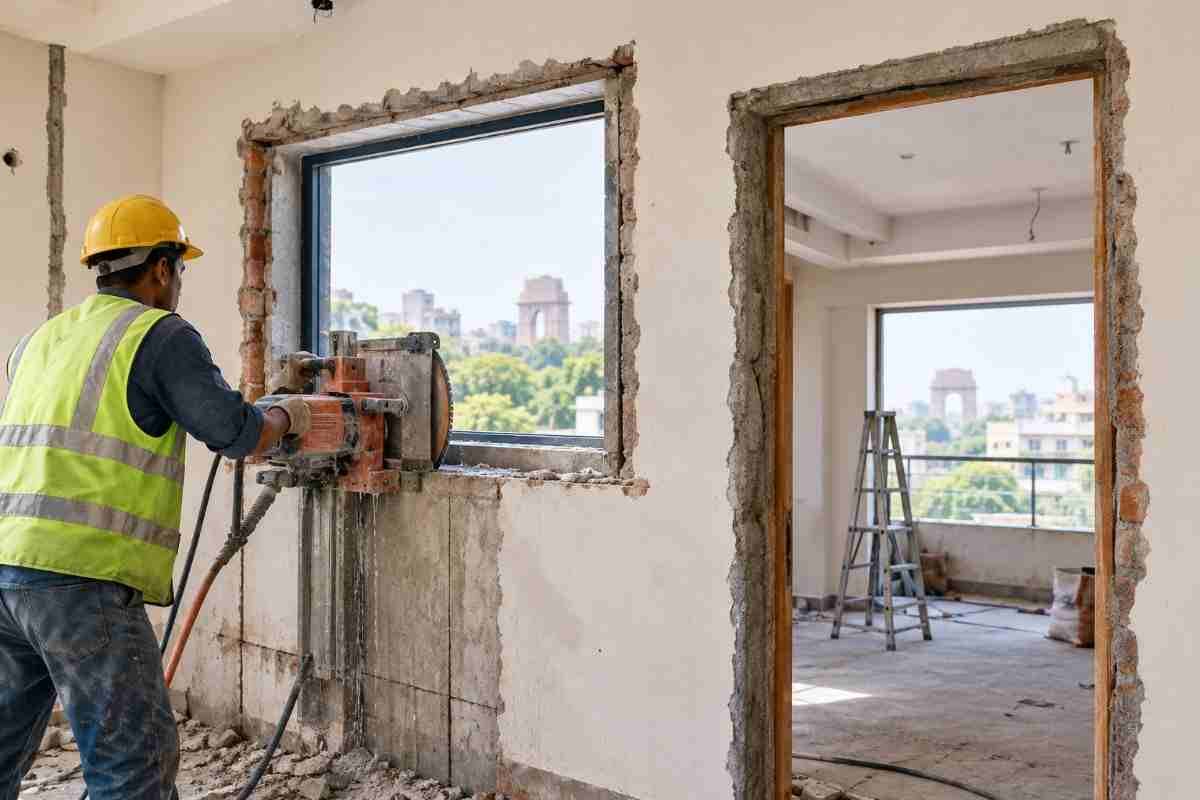 Wall Cutting for New Doors & Windows in Delhi Home Renovation | Core Cutting India