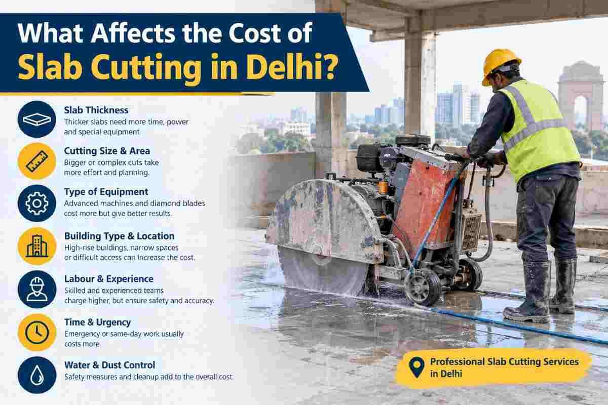 What Affects the Cost of Slab Cutting in Delhi? A Complete Pricing Guide | Core Cutting India