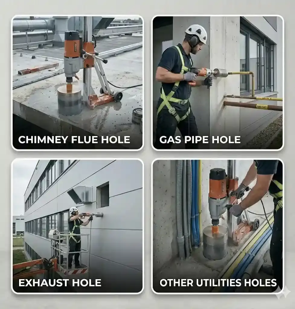 Verified core cutting contractor using diamond drill on RCC wall — CoreCuttingIndia