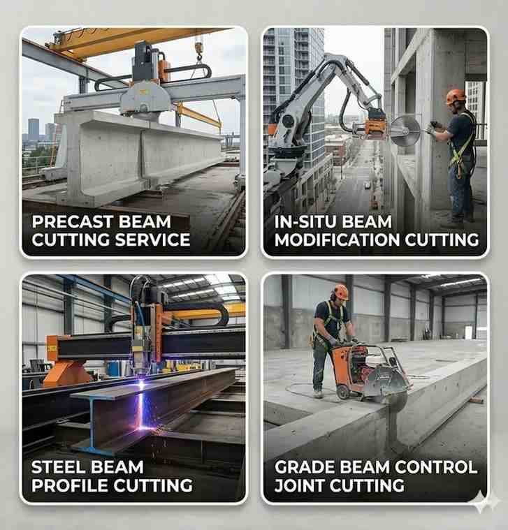 Professional beam cutting service – diamond wire saw cutting RCC beam in India